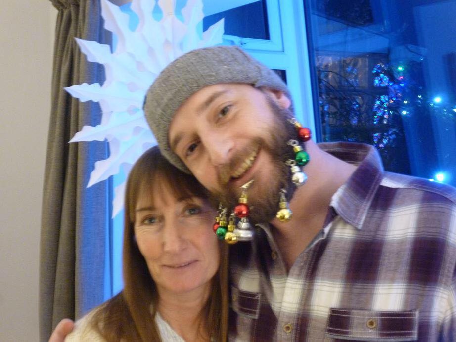 Adam Gibbons with his mother at Christmas