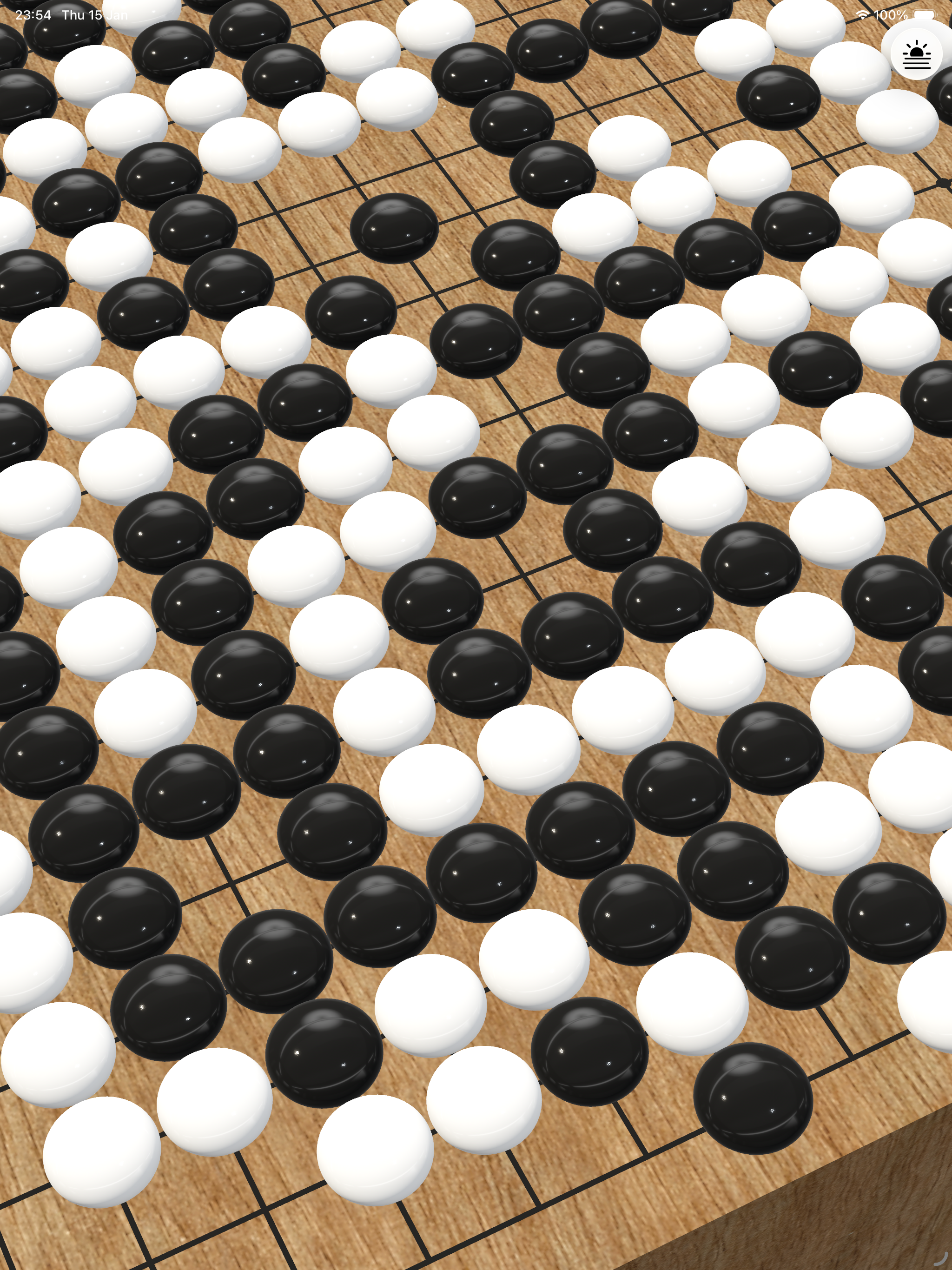 Goban3D on iPad — 3D board with wood texture and plastic stones