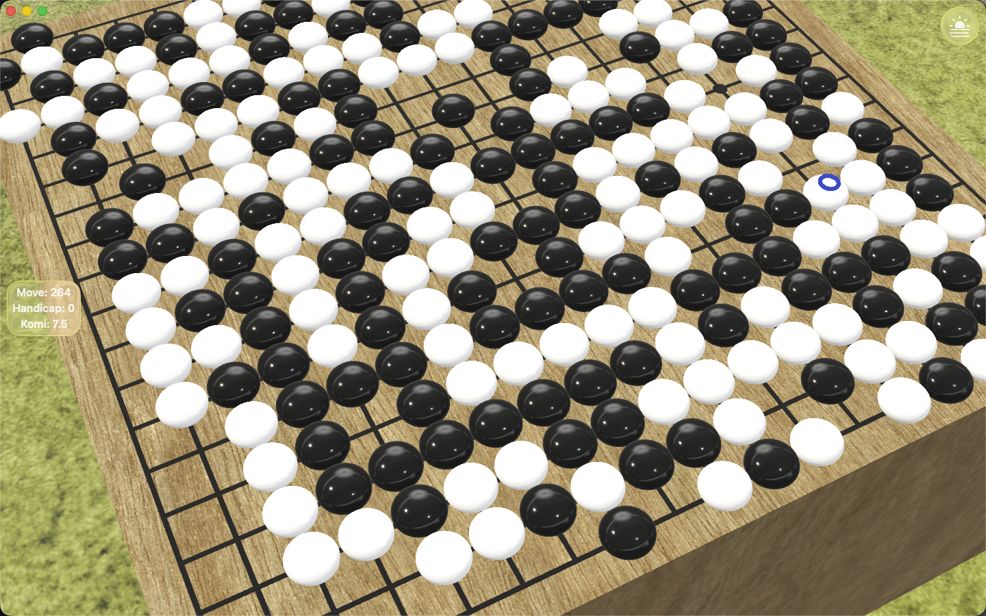 Goban3D on Mac — 3D board with wood texture and plastic stones