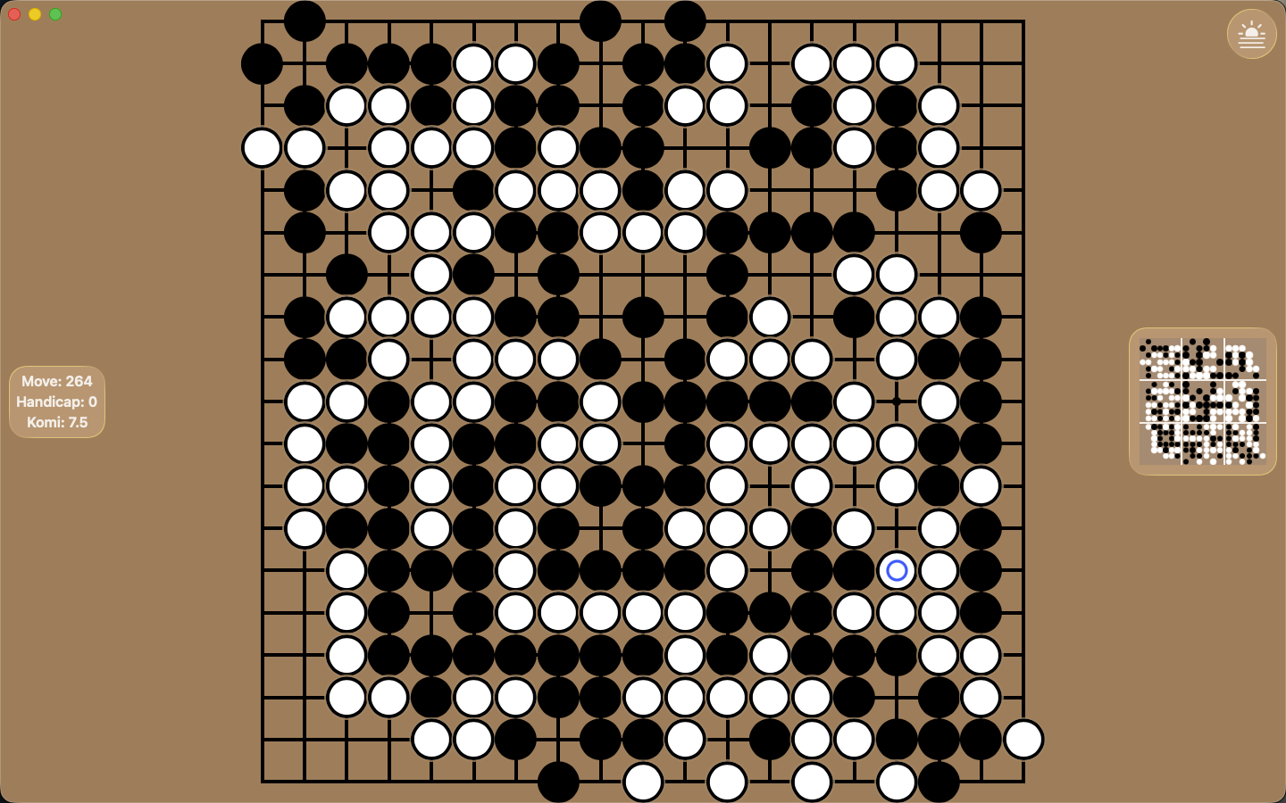 Goban3D on Mac — clean 2D board view